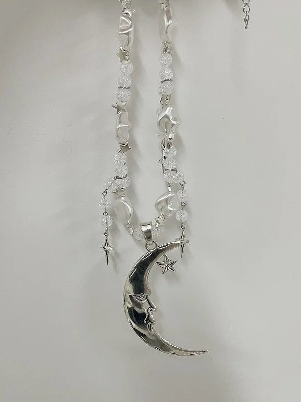 Soft Girl Moon & Stars Beaded Necklace