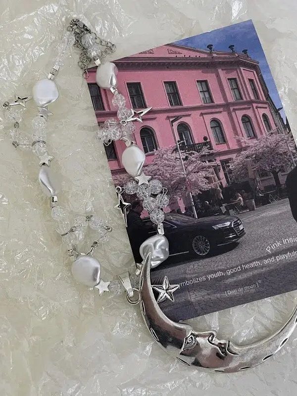 Soft Girl Moon & Stars Beaded Necklace