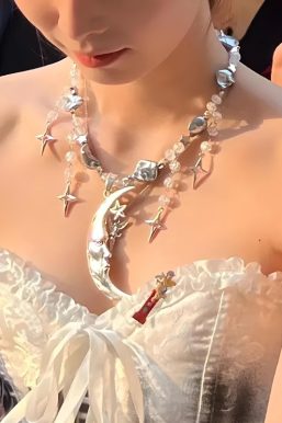 Soft Girl Moon & Stars Beaded Necklace