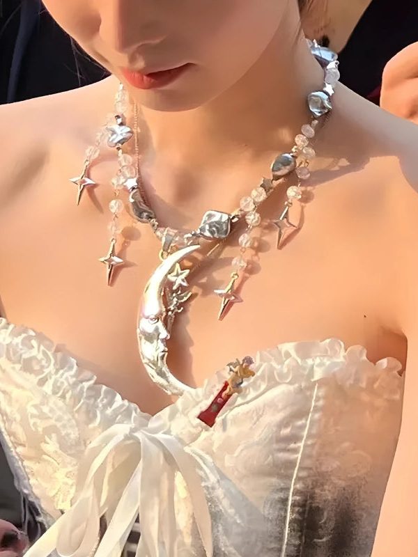 Soft Girl Moon & Stars Beaded Necklace