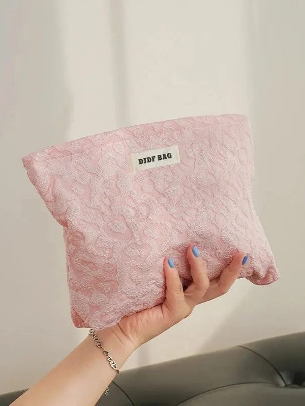 Soft Girl Pink Leopard Makeup Bag