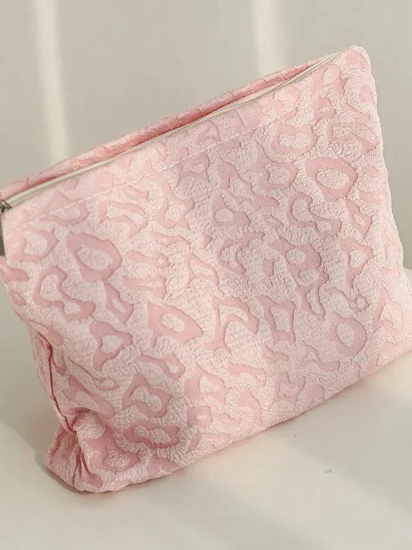 Soft Girl Pink Leopard Makeup Bag