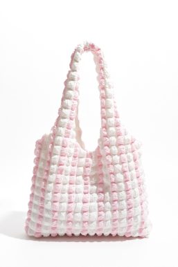 Soft Girl Quilted Striped Handbag