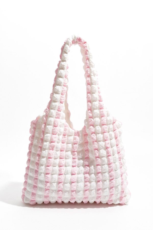 Soft Girl Quilted Striped Handbag
