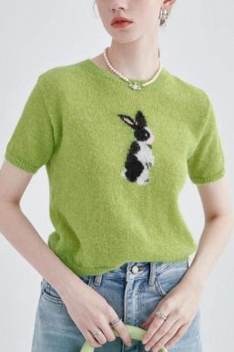 Soft Girl Rabbit Knitted Top