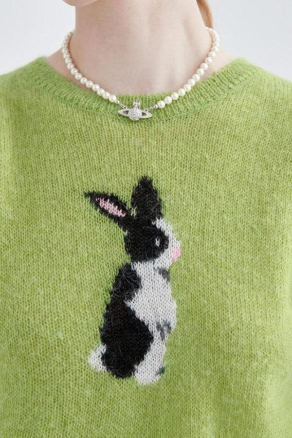 Soft Girl Rabbit Knitted Top
