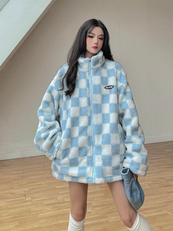 Soft Girl Reversible Checkered Jacket