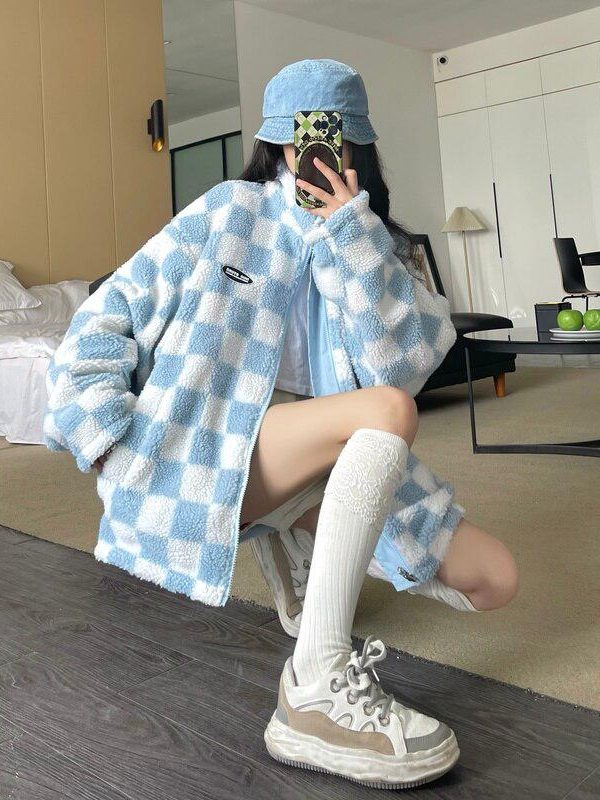 Soft Girl Reversible Checkered Jacket - Back to School Outfits Girls