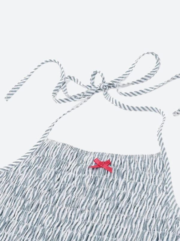 Soft Girl Striped Ruched Mini Dress