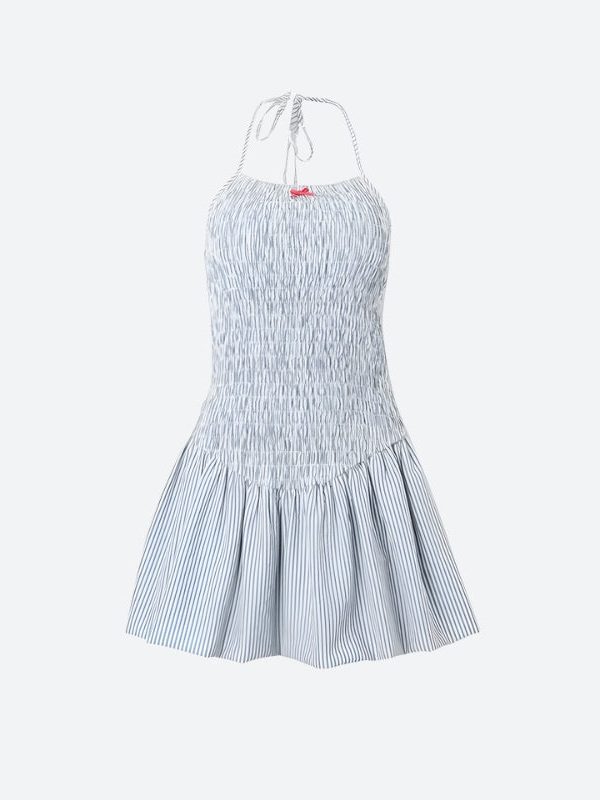 Soft Girl Striped Ruched Mini Dress