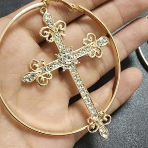 Sparkle Cross Hoop Earrings