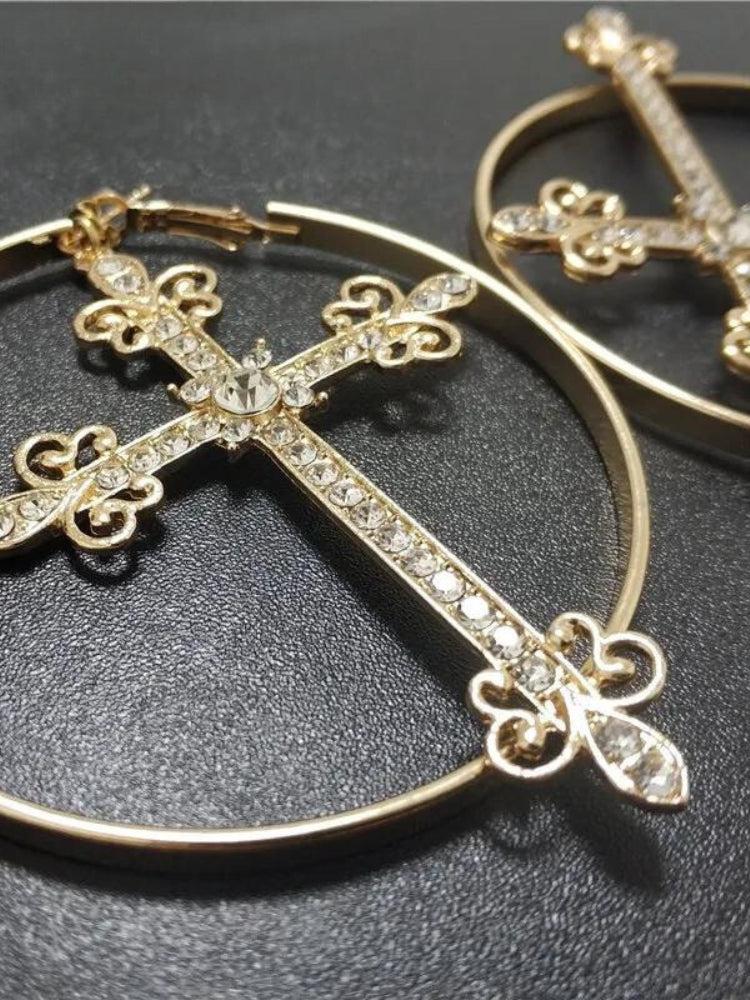 Sparkle Cross Hoop Earrings Sparkle Cross Hoop Earrings