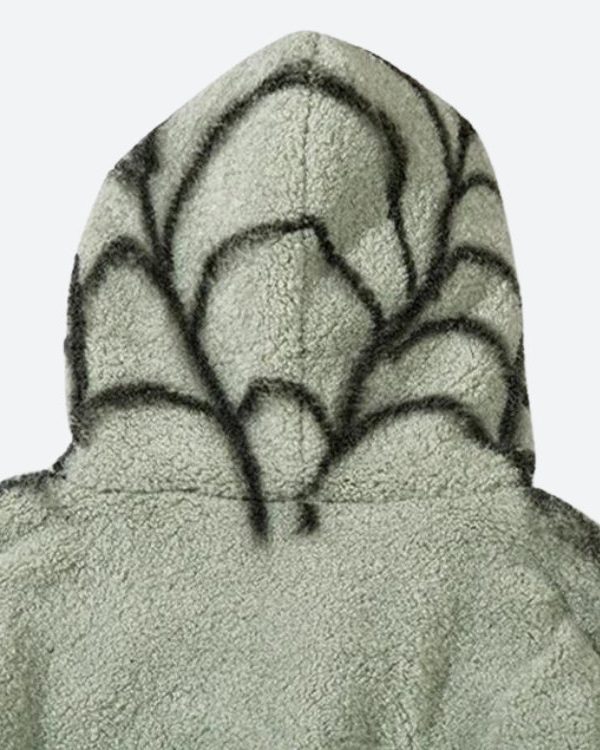 Spider Full Zip-Up Teddy Hoodie Jacket