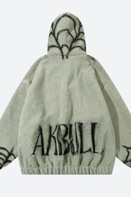 Spider Full Zip-Up Teddy Hoodie Jacket