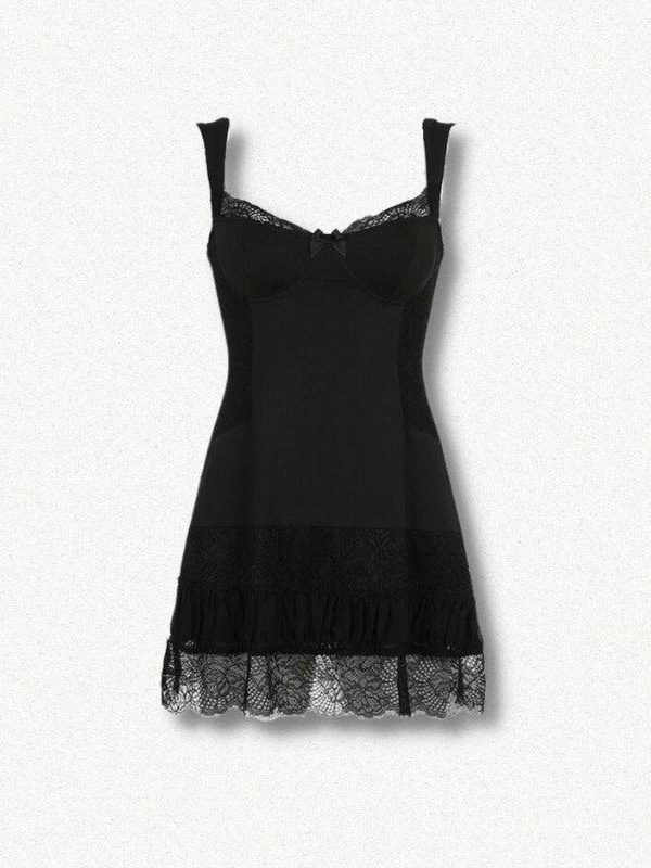 Square Neck Lace Mini Dress