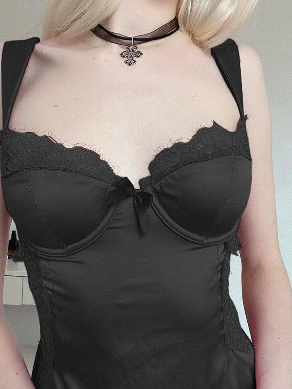 Square Neck Lace Mini Dress