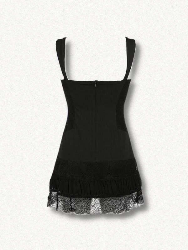 Square Neck Lace Mini Dress