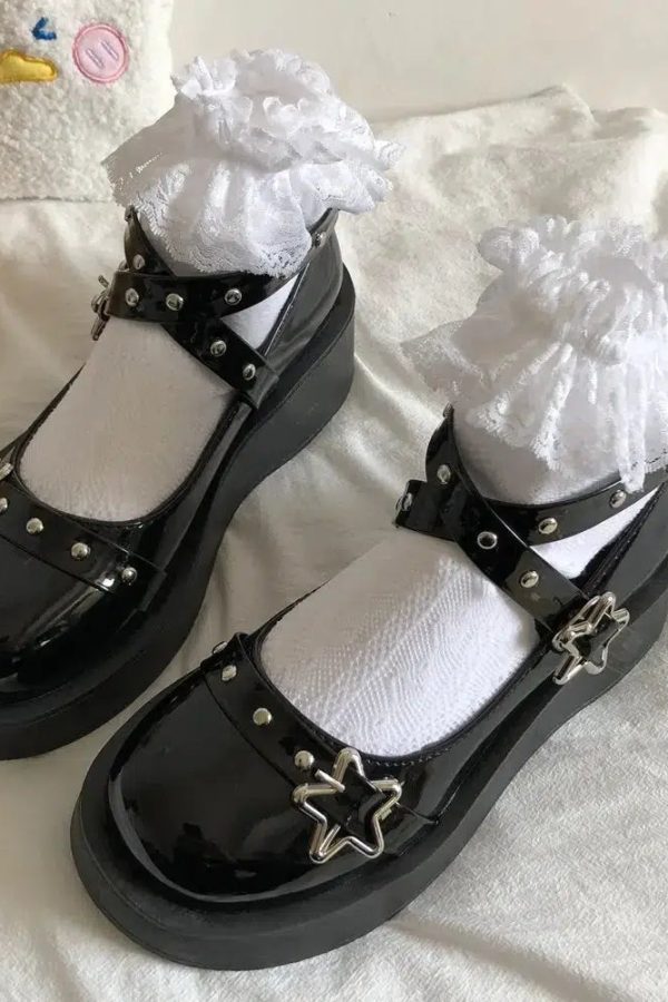 Star Buckled Platform Mary Jane Shoes