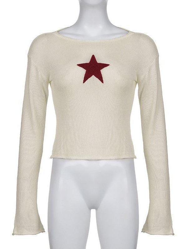 Star Embroidery Knitted Top