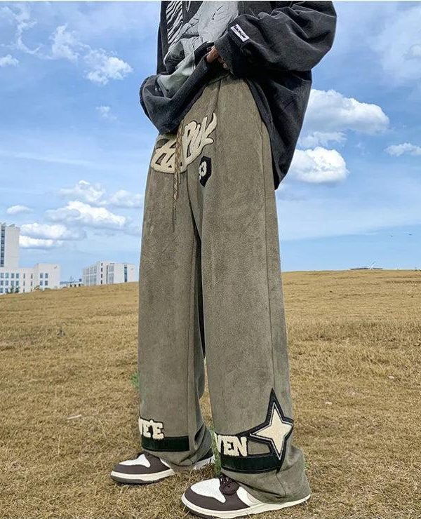 Star Patchwork Wide Leg Sweatpants