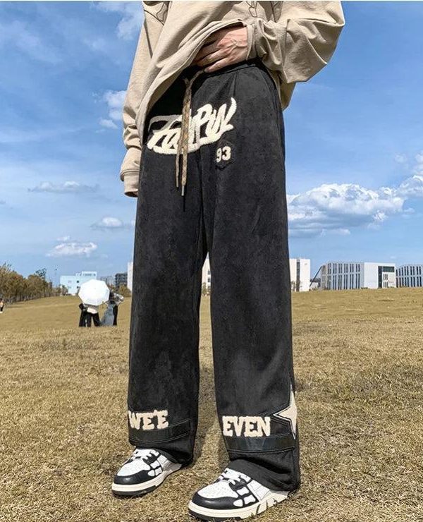 Star Patchwork Wide Leg Sweatpants