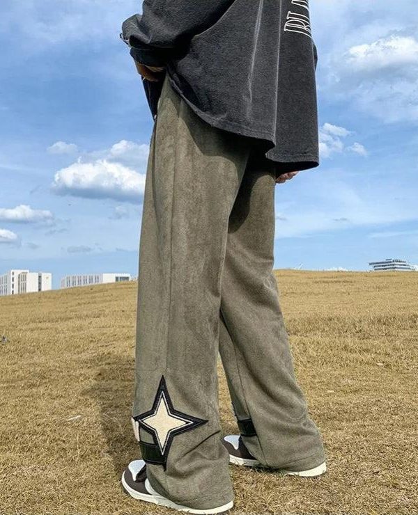 Star Patchwork Wide Leg Sweatpants