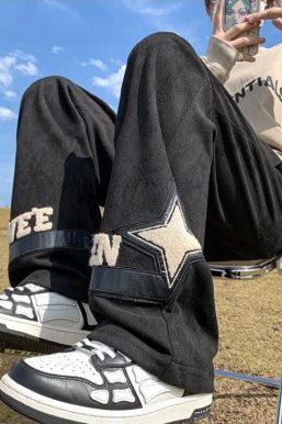 Star Patchwork Wide Leg Sweatpants