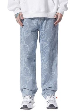 Straight Leg Printed Jeans
