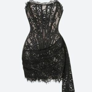 Strapless Lace Mini Dress