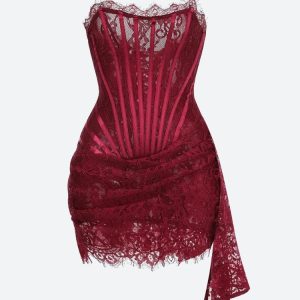 Strapless Lace Mini Dress