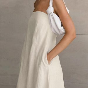 Strapless Linen Midi Dress
