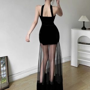 Strapless Sheer Maxi Dress