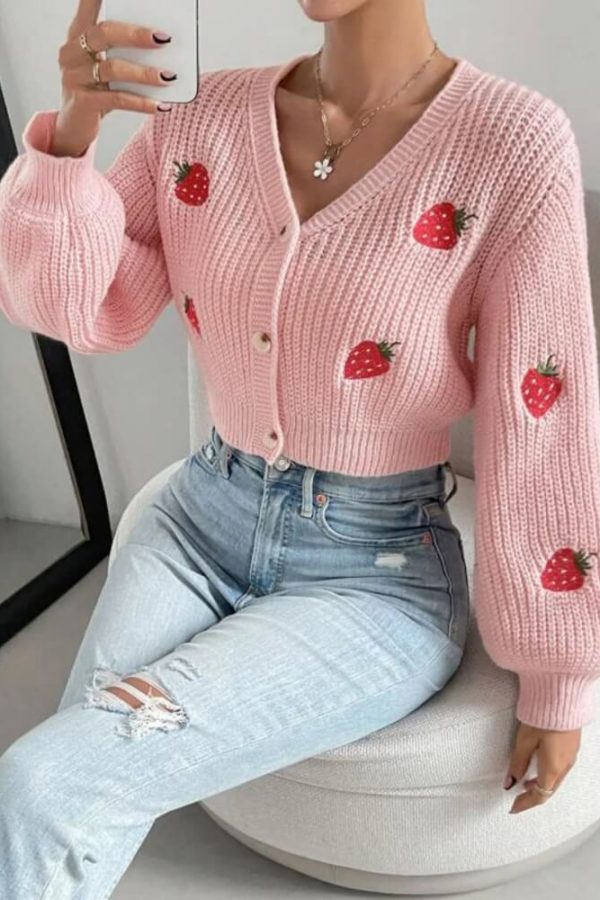 Strawberry Knit Cardigan