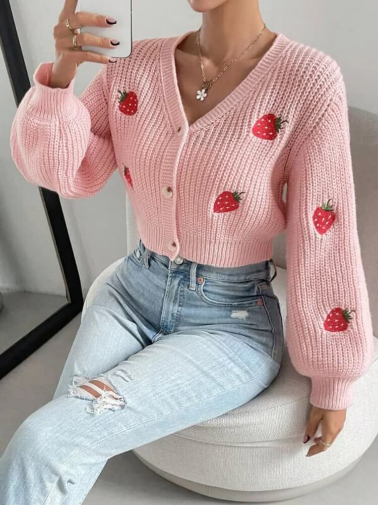 Strawberry Knit Cardigan