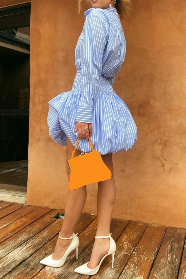 Striped Bubble Mini Skirt