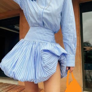 Striped Bubble Mini Skirt