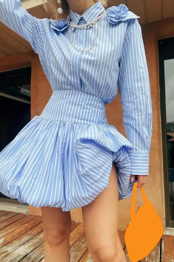 Striped Bubble Mini Skirt