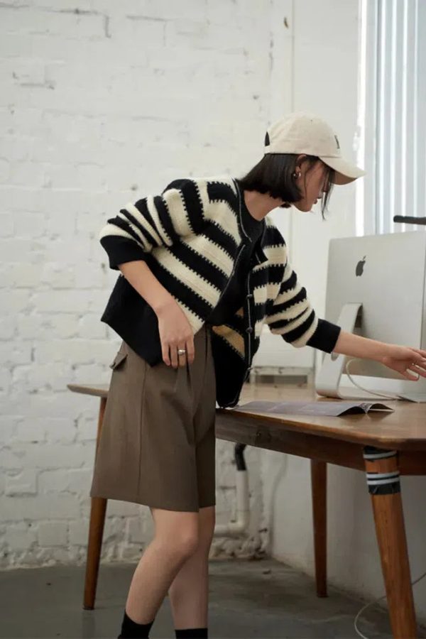Striped Button Up Cardigan
