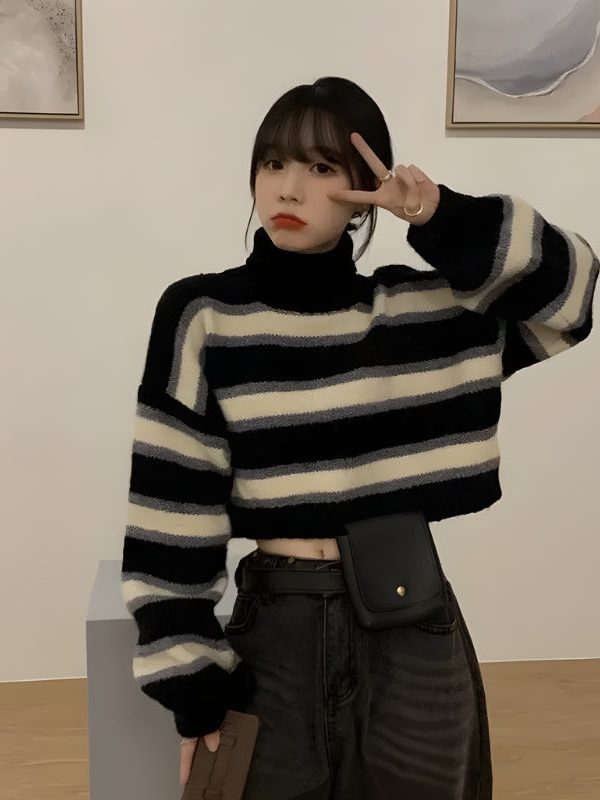 Striped Cropped Sweater