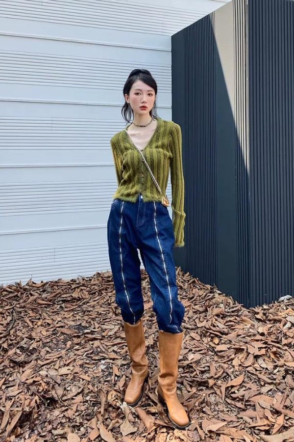 Striped Fluffy Cardigan