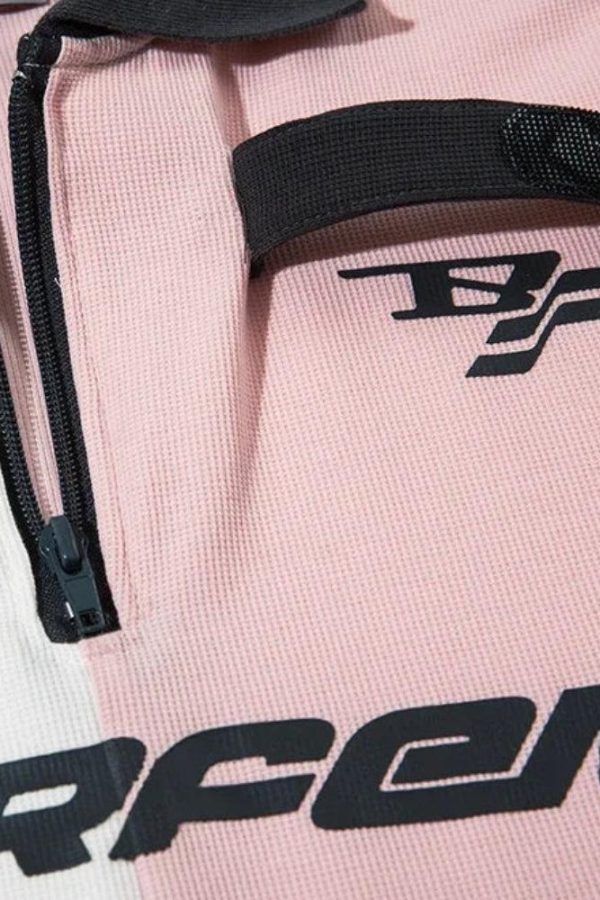 Striped Half Zip-Up Jersey Top