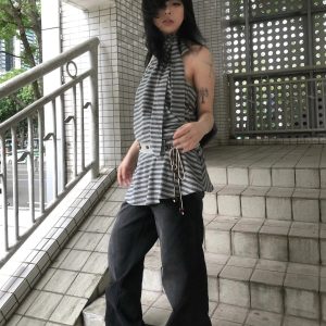 Striped Halter Neck Mini Dress