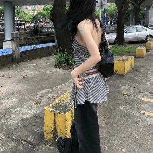 Striped Halter Neck Mini Dress