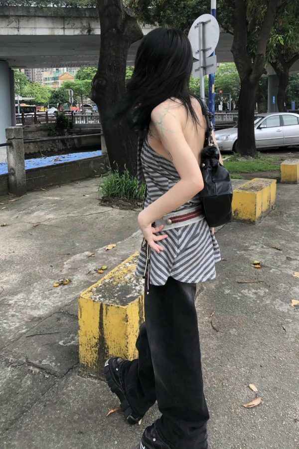 Striped Halter Neck Mini Dress