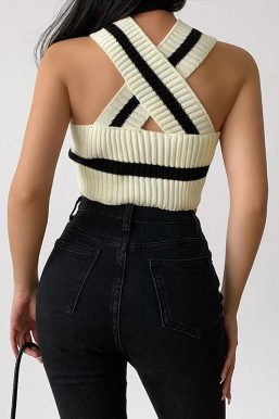 Striped Knitted Crop Top