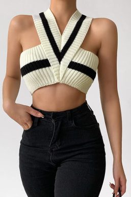 Striped Knitted Crop Top