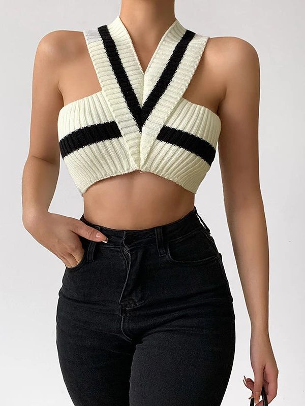 Striped Knitted Crop Top