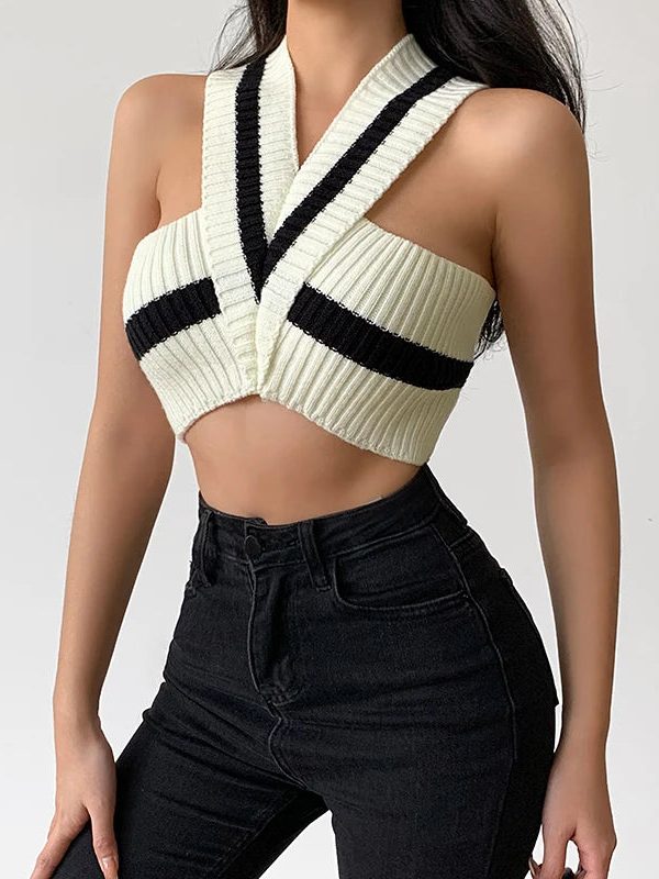 Striped Knitted Crop Top