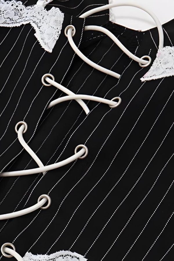 Striped Lace Trim Corset Top