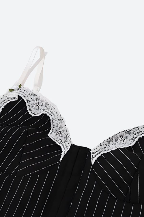 Striped Lace Trim Corset Top